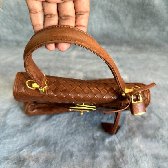 Marforio Venezia Brown Leather Weaved Satchel - Picture 6 of 9